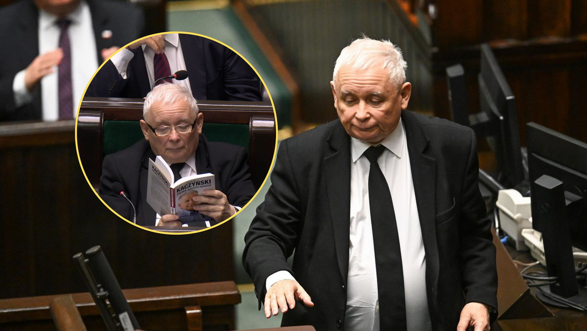 Jarosław Kaczyński czytał własną książkę. Jakie lektury przynosi do Sejmu?