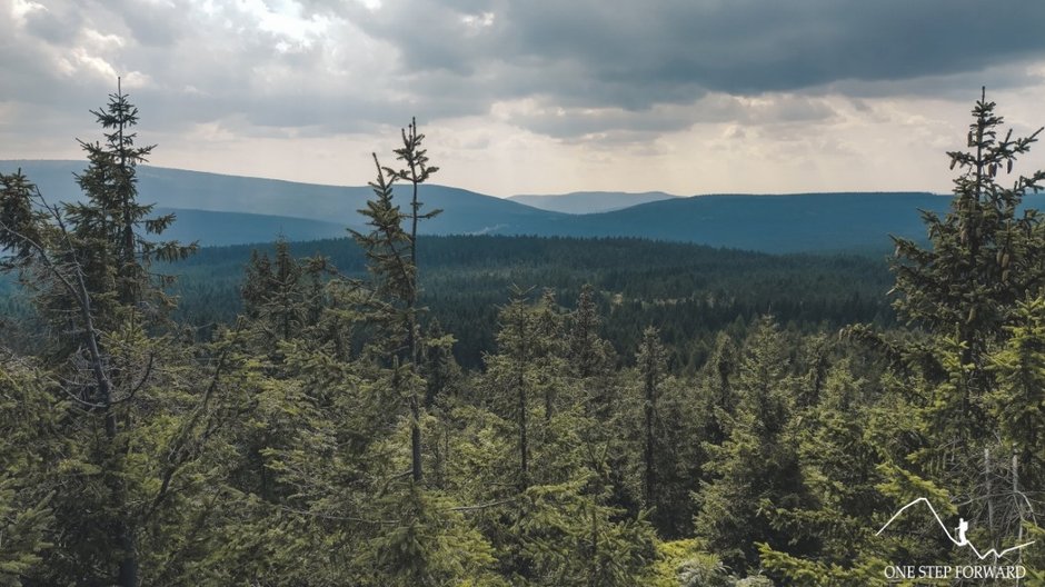 Widok ze Zwaliska na czeską część Gór Izerskich