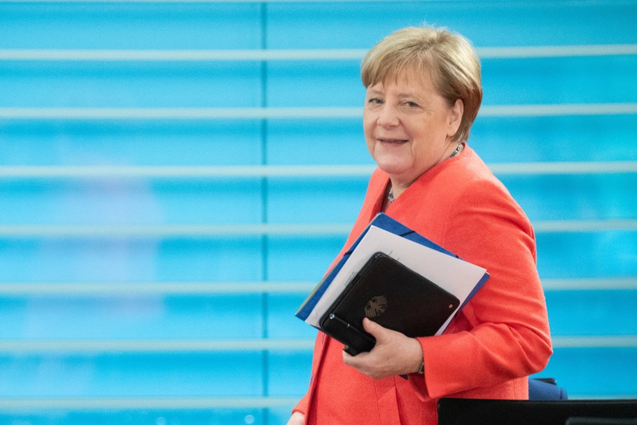 Kanclerz Niemiec Angela Merkel tuż przed rozpoczęciem posiedzenia rządu, Berlin, 1.07.2020