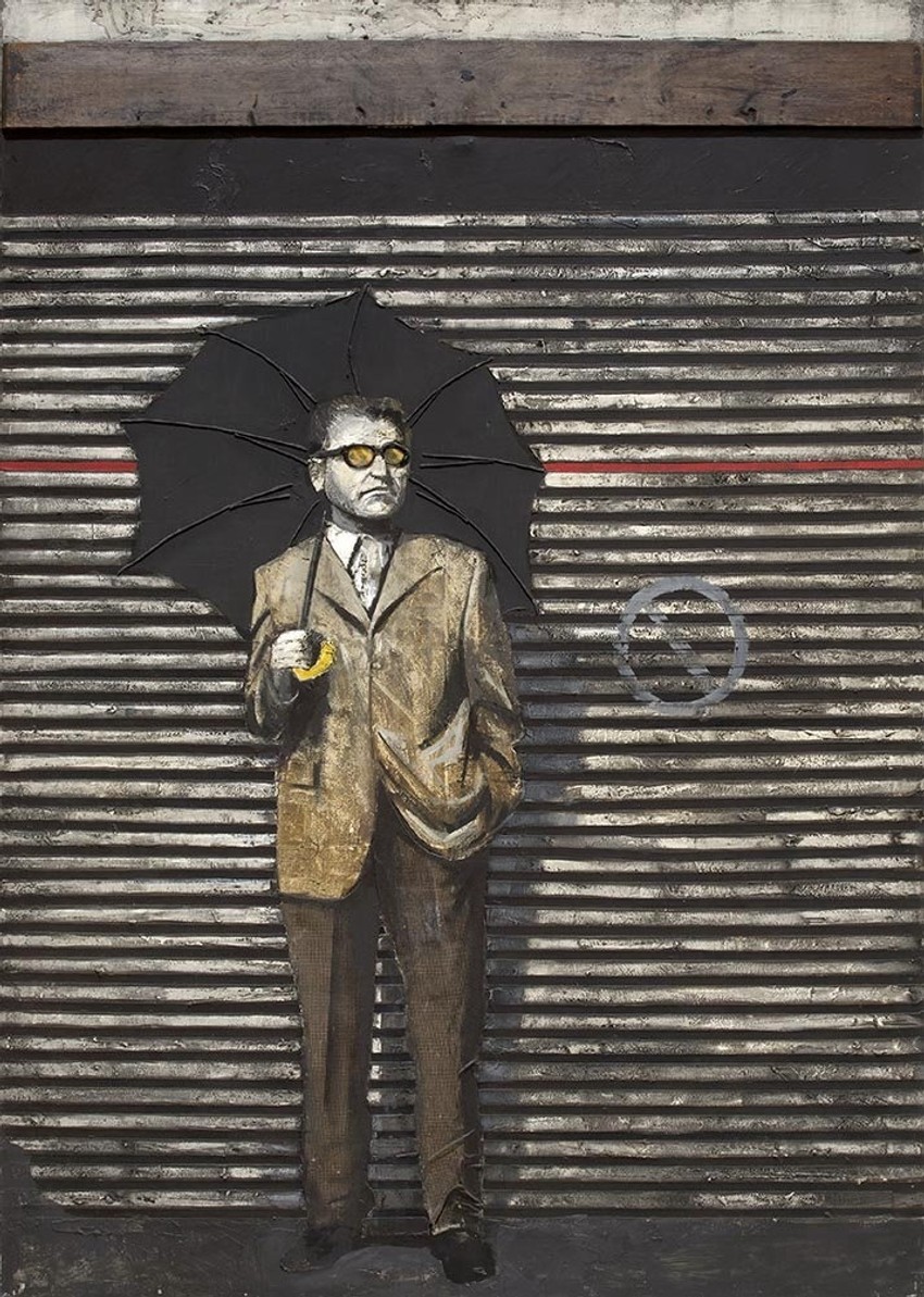 "Dobrica Ćosić", Akrilik na platnu,  257 x 110 x 3cm