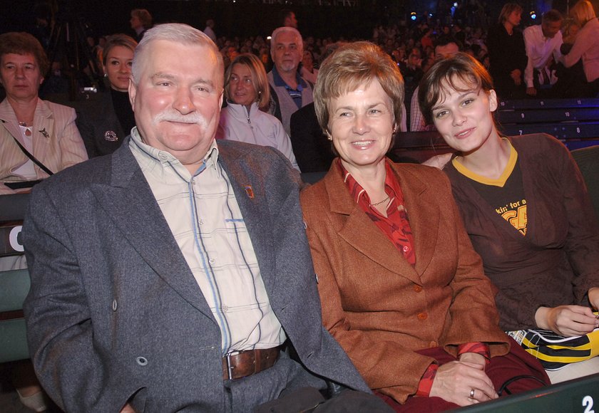 Lech Wałęsa z żoną i córką