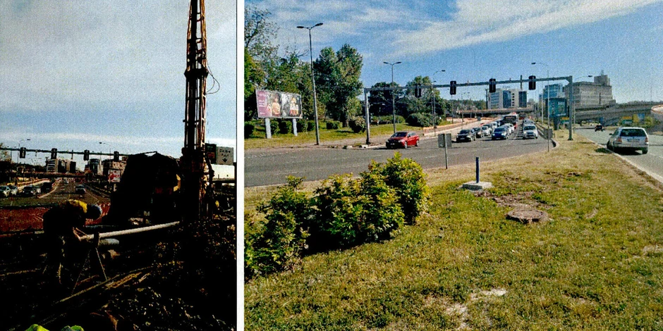Stanje na terenu tokom bušenja i stanje nakon završenih radova: Ulica Savska preko puta policijske stanice Savski venac