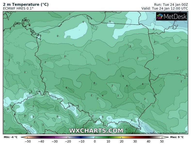 W większości kraju temperatura nieznacznie przekroczy dziś 0 st. C