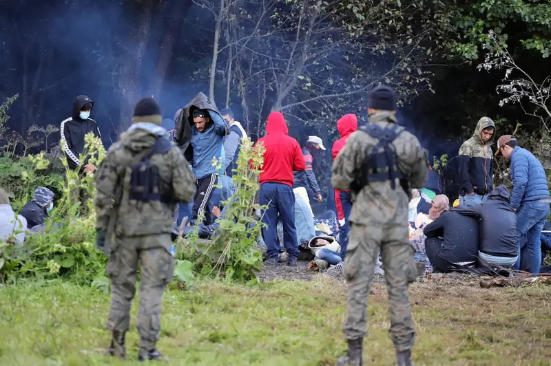 Sierpień 2021 r. Migranci w pobliżu miejscowości Usnarz Górny