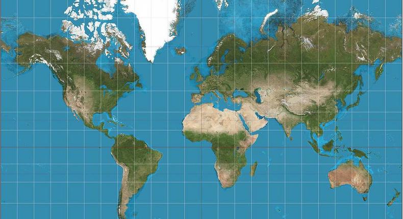 The traditional Mercator projection