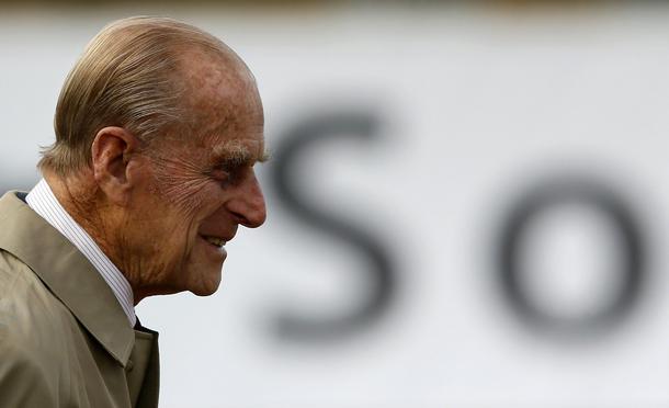 Britain's Prince Philip arrives before a renaming ceremony for The City of Adelaide Clipper Ship a