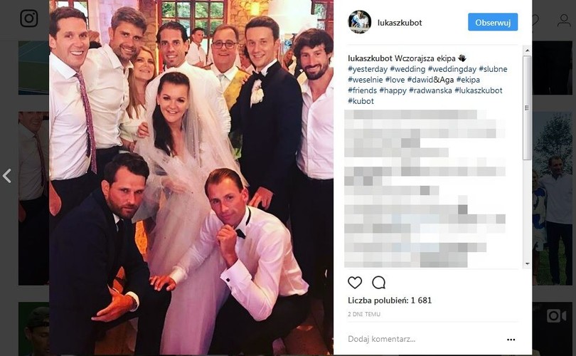 Łukasz Kubot na weselu Agnieszki Radwańskiej