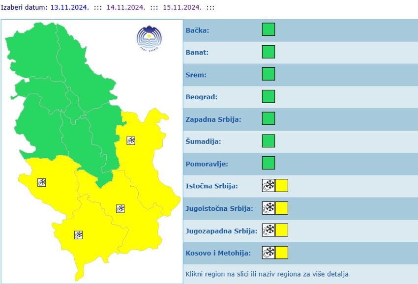 Na snazi žuti meteoalarm zbog snega i leda