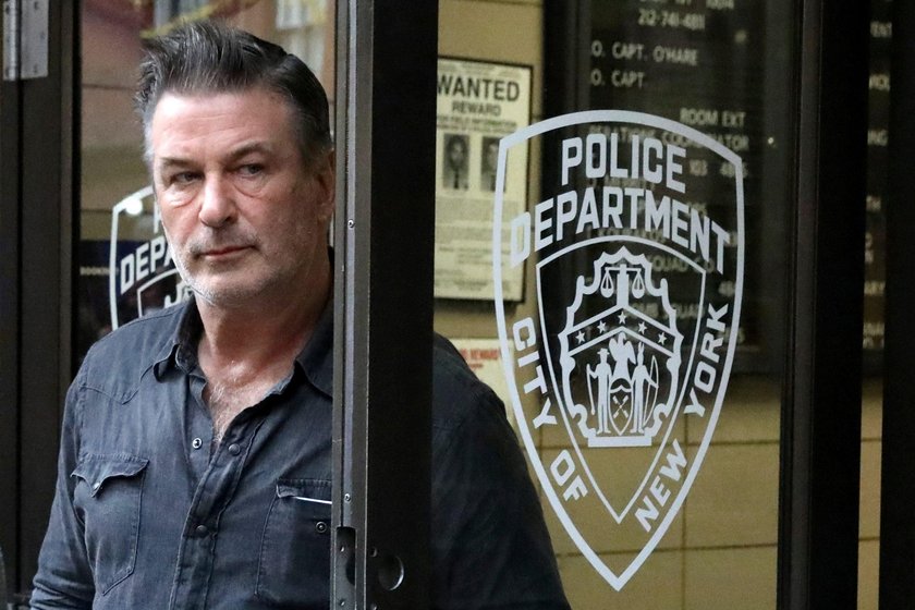 Actor Baldwin exits the 6th precinct of the New York Police Department in Manhattan, New York