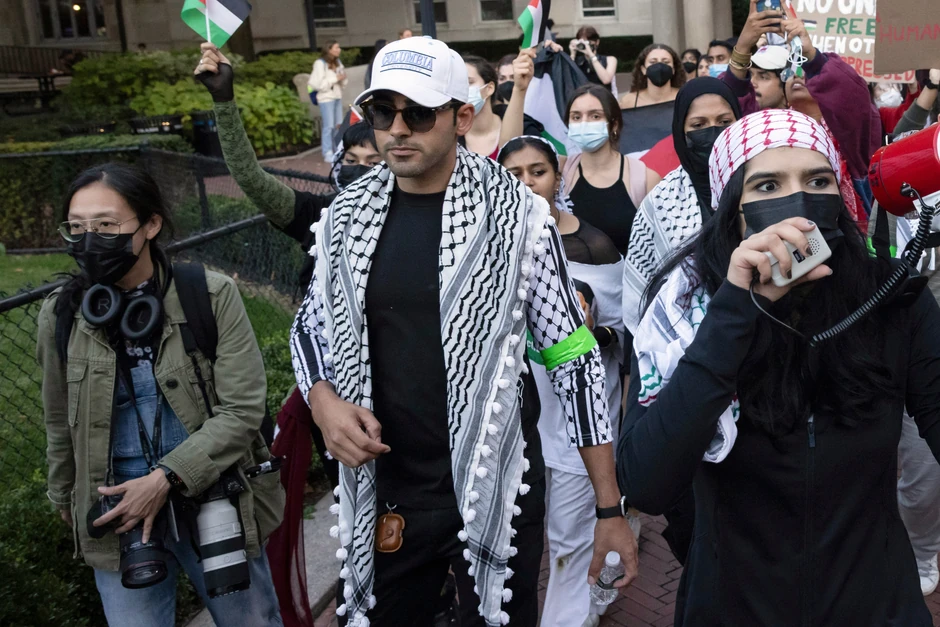 Mohsen Mahdavi na propalestinskom protestu na Univerzitetu Kolumbija 12. oktobra 2023. u Njujorku