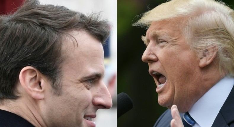 French president-elect Emmanuel Macron (L) will meet with US President Donald Trump on the margins of a NATO summit in Brussels