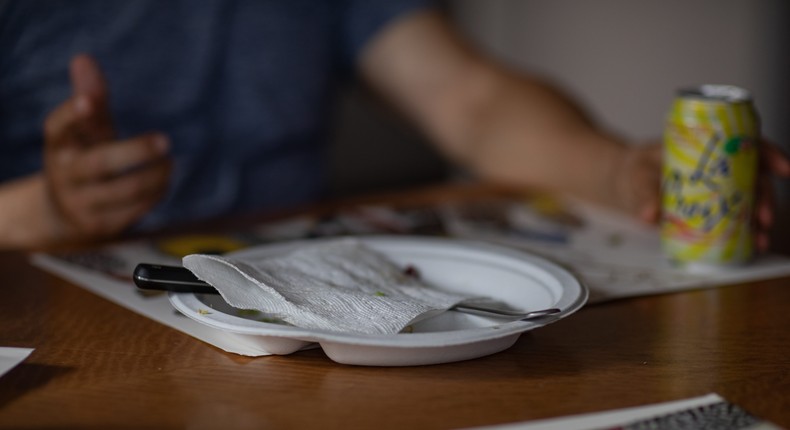 A Rio Verde Foothills resident uses paper plates to conserve water.The Washington Post/Getty Images