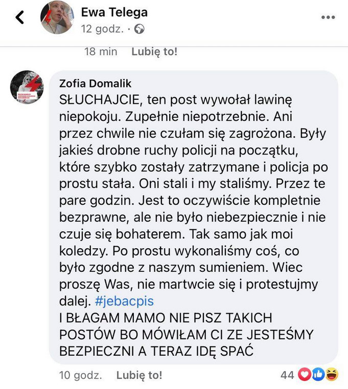 Komentarz Zofii Domagalik