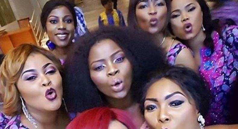 Dayo Amusa, Bimbo Thomas, Iyabo Ojo, Ireti Osayemi, Doris Kere and Yeti Adeyeye trying to pout