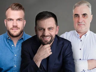 Od lewej: Paweł Porucznik, founder w Muscat Eyewear, Robert Gromada, prezes MediSensonic oraz Zbigniew Bigaj, współzałożyciel i szef działu R&D w Blulog