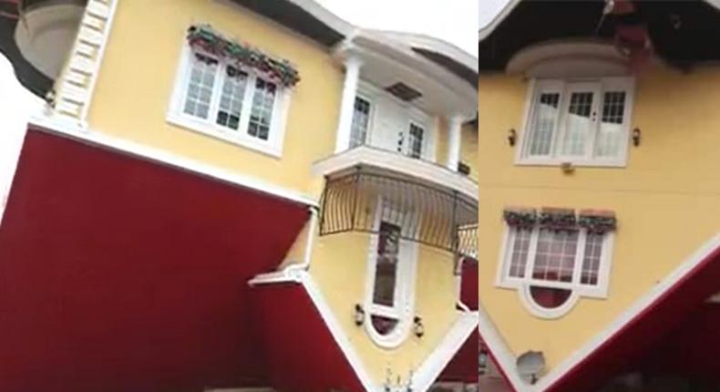 Man builds house upside down; everything inside is turned upside down (video)