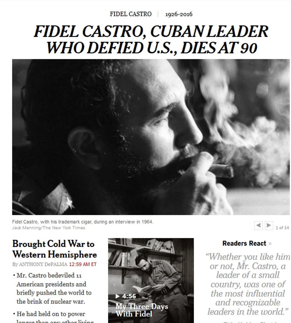 Naslovna strana sajta lista "Njujork tajms"