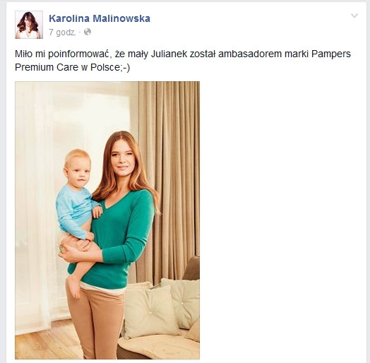 Karolina Malinowska z synkiem Julianem na Facebooku