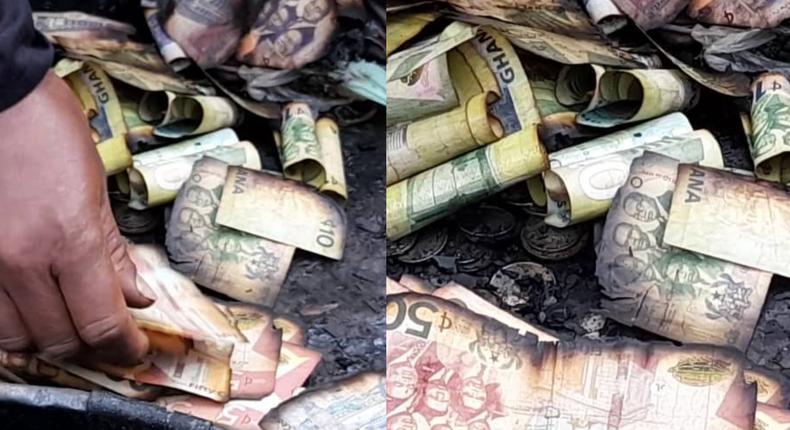 Fire burns bundles of Ghana Cedis