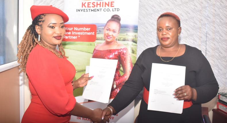 Priscilla Gakuru 'Wa Imani' with Keshine Investment Director Keziah Njuguna 