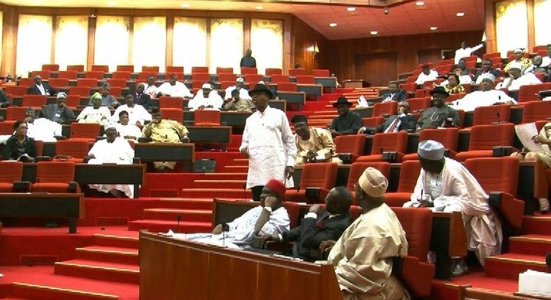 Legislators in Nigeria's Senate building