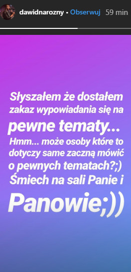 Dawid Narożny na Instagramie