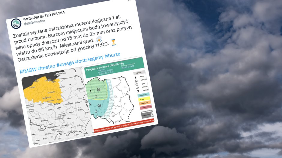 Najbliższy tydzień w pogodzie może przynieść opady deszczu i burze. (twitter.com/IMGWmeteo)