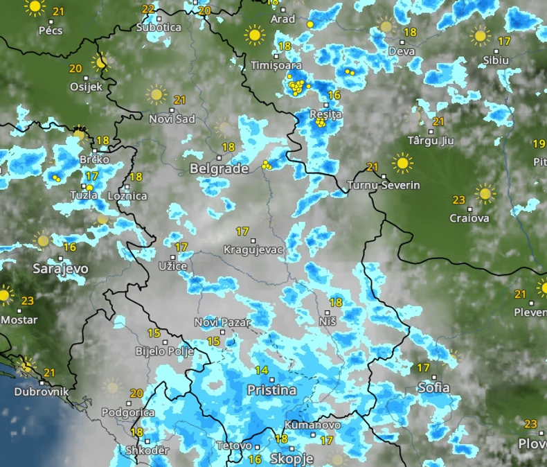 Kretanje nevremena u 16 sati