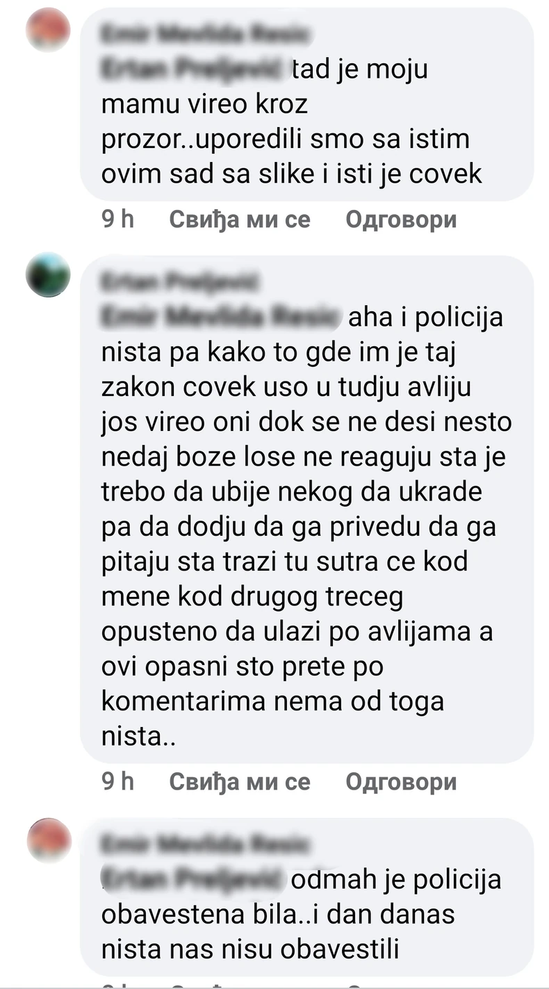Nepoznati muškarac viri kroz prozore spavaćih soba