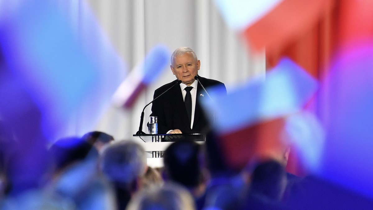 Jarosław Kaczyński na konwencji w Markach