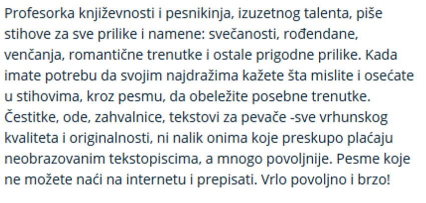 Oglas za pisanje stihova