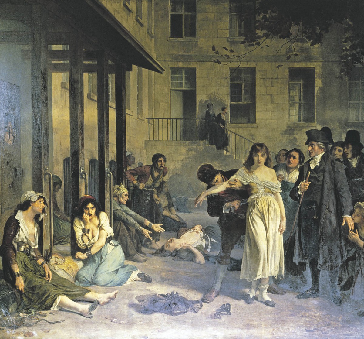 Obraz Tony'ego Robert-Fleury'a, „Philippe Pinel uwalniający szaleńców z kajdan w szpitalu Salpêtrière w Paryżu”