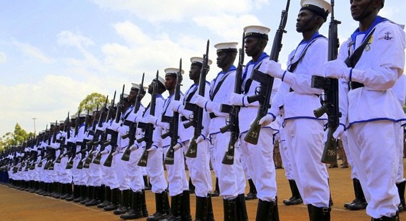 Kenya Navy officers during a past inspection parade