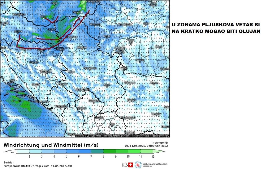 Olujni vetar će doprineti osećaju hladnoće