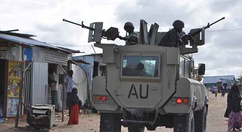 African Union truck with soldiers