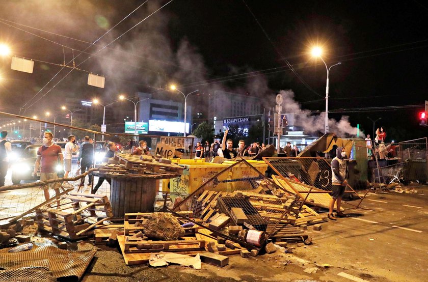 Belarusian opposition supporters protest against presidential election results in Minsk