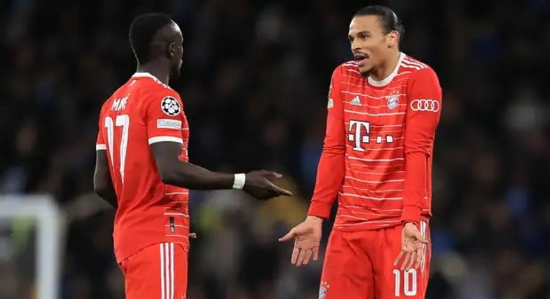 La tension est montée entre les coéquipiers Sadio Mané et Leroy Sané lors de la défaite 0-3 du Bayern face à Manchester City en Ligue des Champions, le 11 avril 2023.