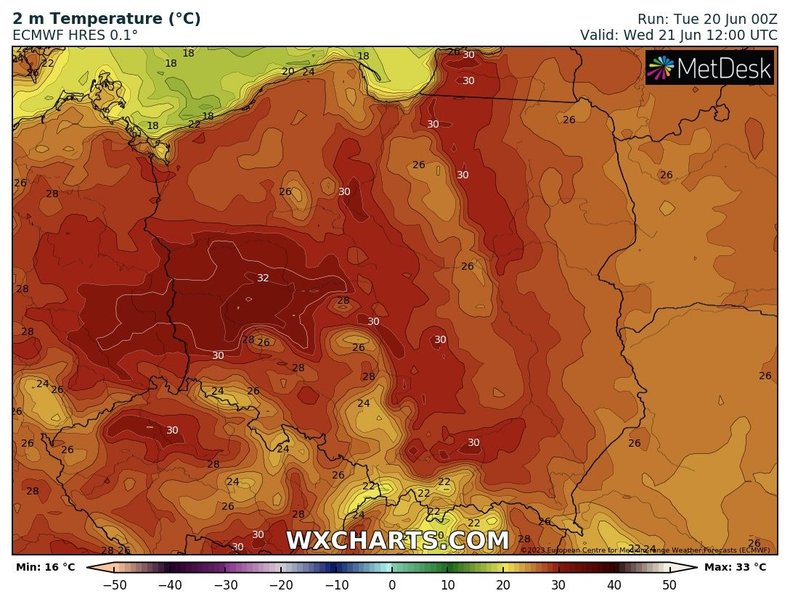 W większości kraju nadal będzie gorąco i upalnie.