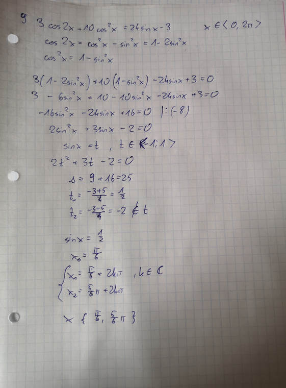 Zadanie 9. z matematyki rozszerzonej