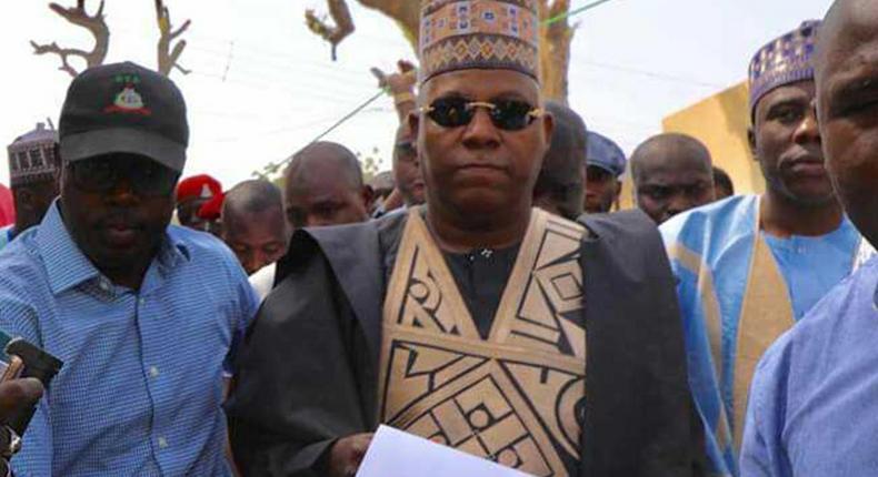 Governor Kashim Shettima of Borno state casts his vote