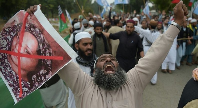 Islamist hardliners have protested against Asia Bibi's acquittal on charges of blasphemy