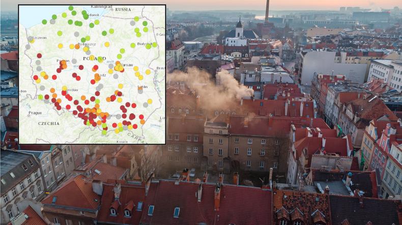 Smog zaatakował. Polskie miasto z najgorszym indeksem jakości powietrza (mapa: GIOŚ)