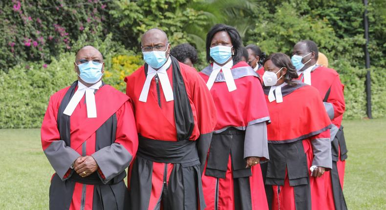 Recently Gazetted judges of the Court of Appeal and various Divisions of the High Court arrive at State House, Nairobi for their Swearing-in Ceremony presided over by His Excellency President Uhuru Kenyatta