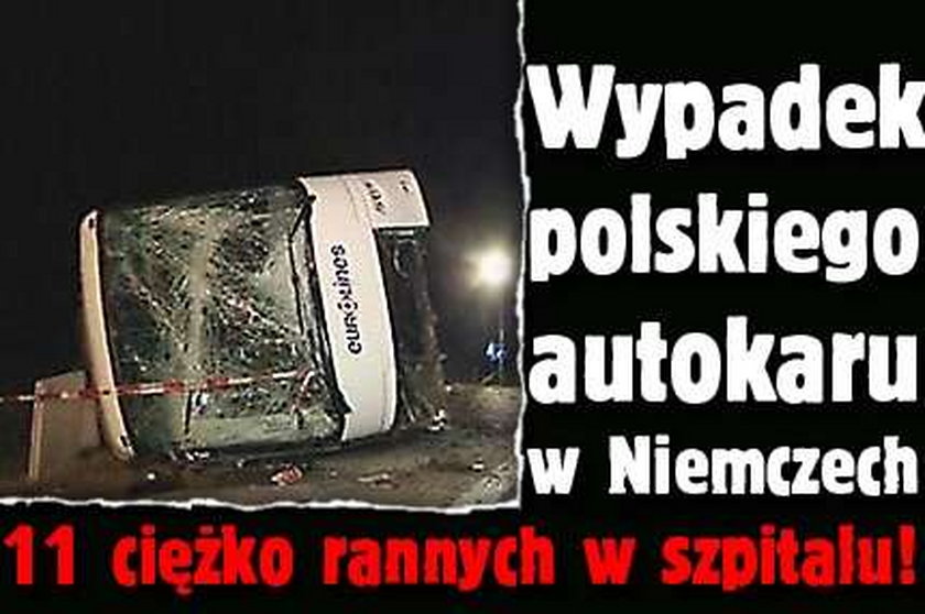 Wypadek polskiego autokaru w Niemczech! 11 osób rannych