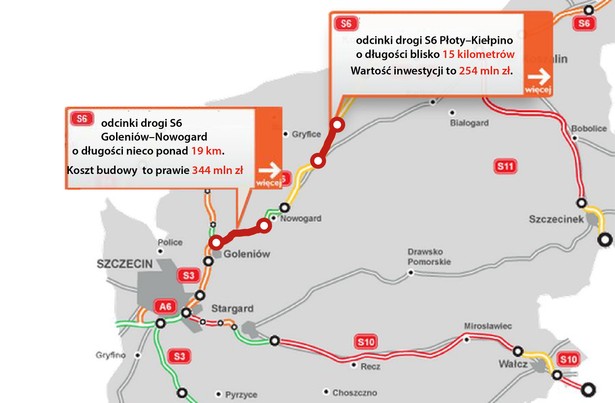 droga ekspresowa S6 - odcinki Goleniów–Nowogard i Płoty–Kiełpino