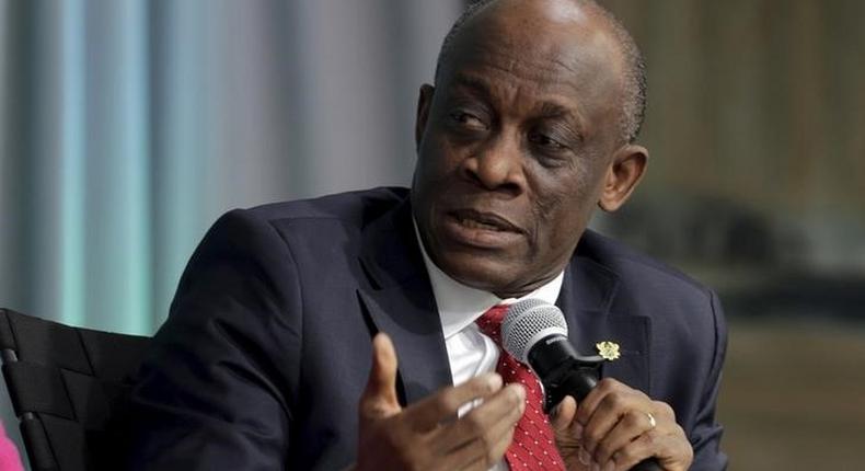 Minister of Finance and Economic Planning of Ghana Seth Terkper speaks at a forum on financial development at the 2016 IMF World Bank Spring Meeting in Washington April 17, 2016. 