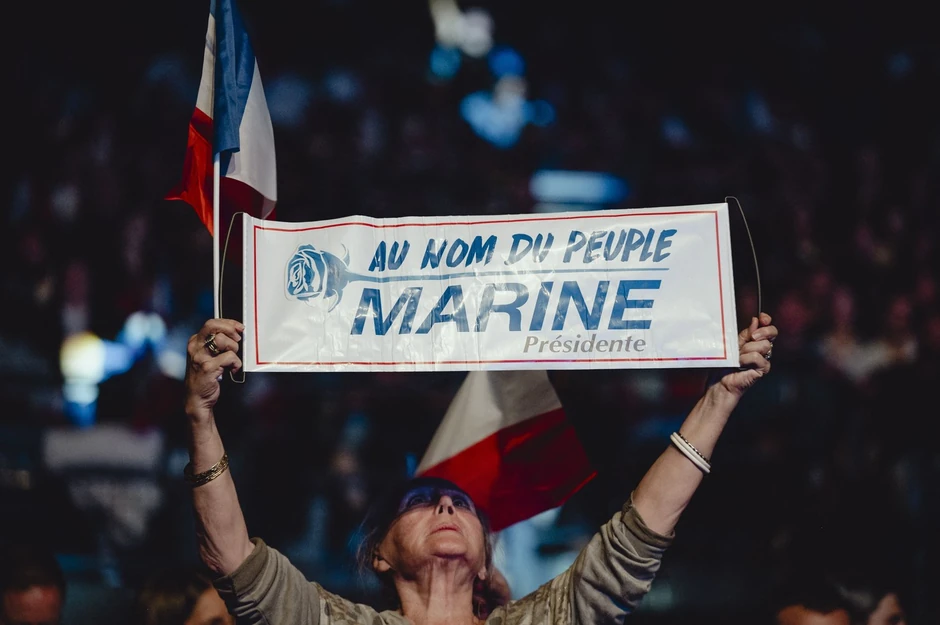Pristalice Marin Le Pen na mitingu u Nici 6. oktobra 2024.