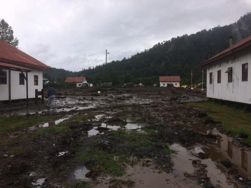 Damage done by a landslide is seen in Villa Santa Lucia