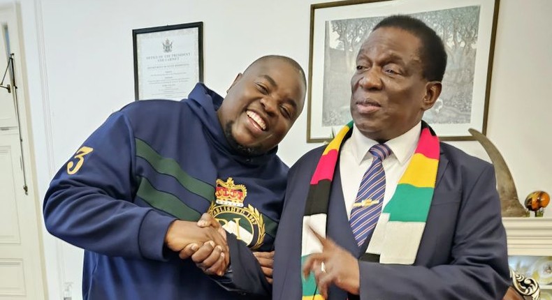Wicknell Chivayo and Zimbabwean President Emmerson Mnangagwa. (Image: [Wicknell Chivayo/linkedIn)