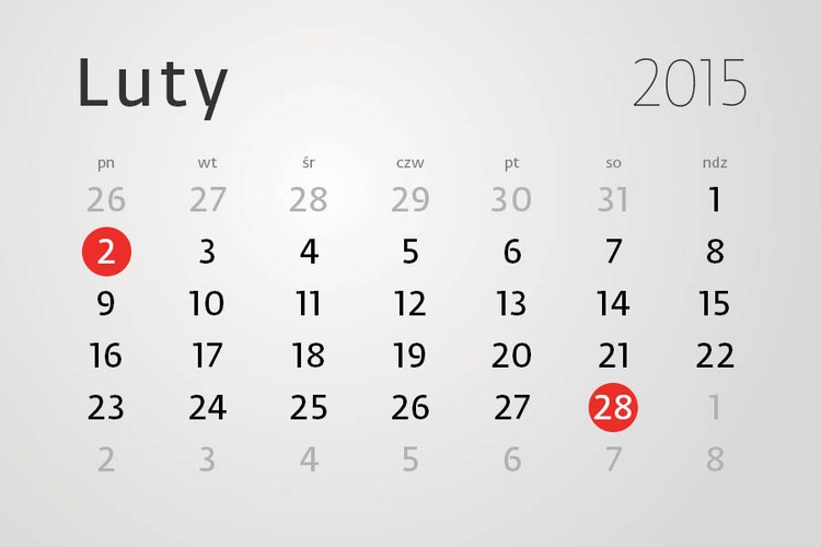 <strong>2 lutego </strong><br><br> – termin przekazania pracownikowi i urzędowi skarbowemu deklaracji PIT-4R, PIT-8AR (w przypadku składania deklaracji w wersji papierowej)<br><br> – termin przekazania pracownikowi i urzędowi skarbowemu informacji PIT-11 i PIT-8C (w przypadku składania deklaracji w wersji papierowej)<br><br>
– termin na złożenie urzędowi skarbowemu PIT-40 (w przypadku składania deklaracji w wersji papierowej)<br><br><strong>28 lutego</strong><br><br>– termin przekazania ubezpieczonemu rocznego druku ZUS RMUA<br><br>
– termin wystawienia przez płatnika zatrudniającego emerytów/rencistów zaświadczenia o wysokości osiągniętych przez nich przychodów za 2014 rok